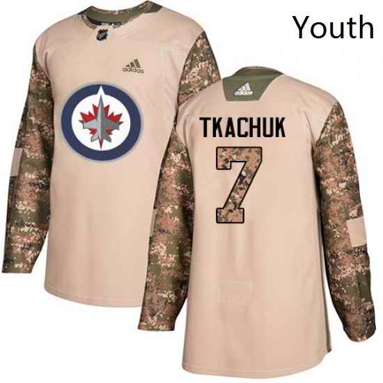 Youth Adidas Winnipeg Jets 7 Keith Tkachuk Authentic Camo Veterans Day Practice NHL Jersey
